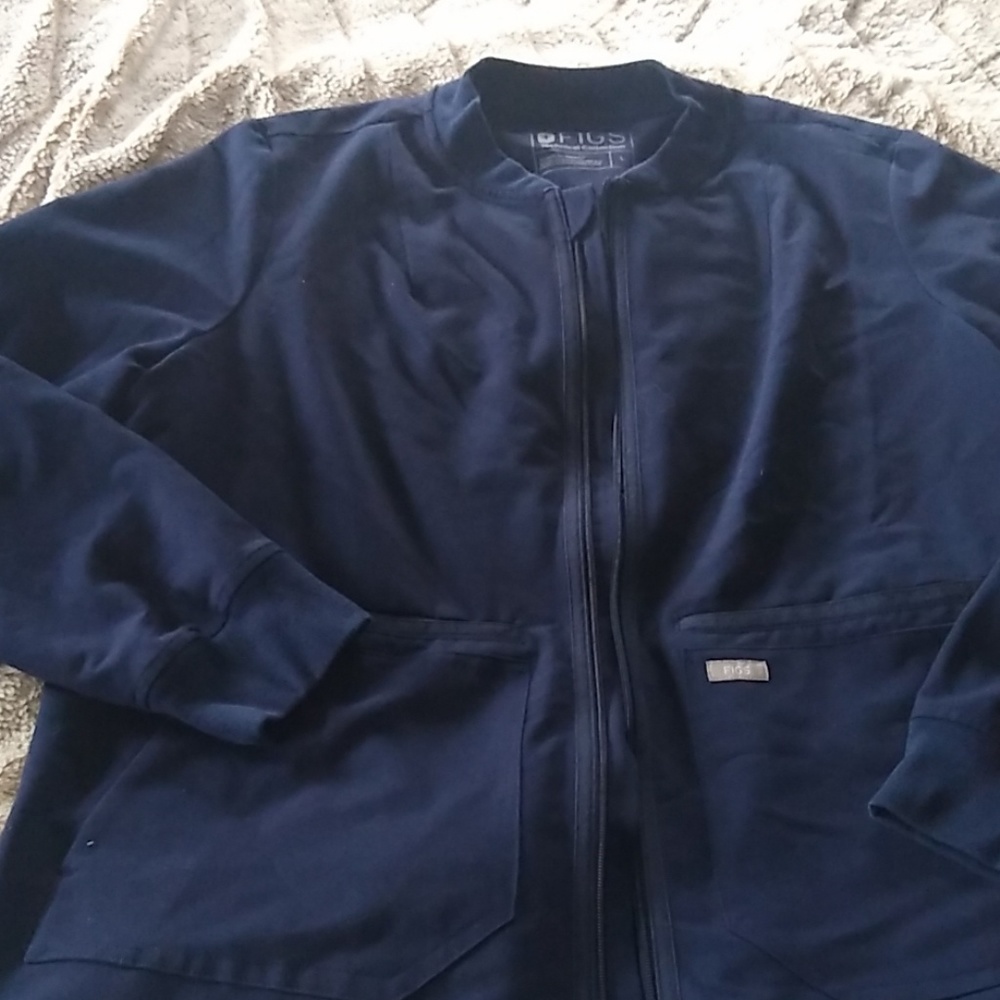 Figs Scrubs Jacket Size Large Navy